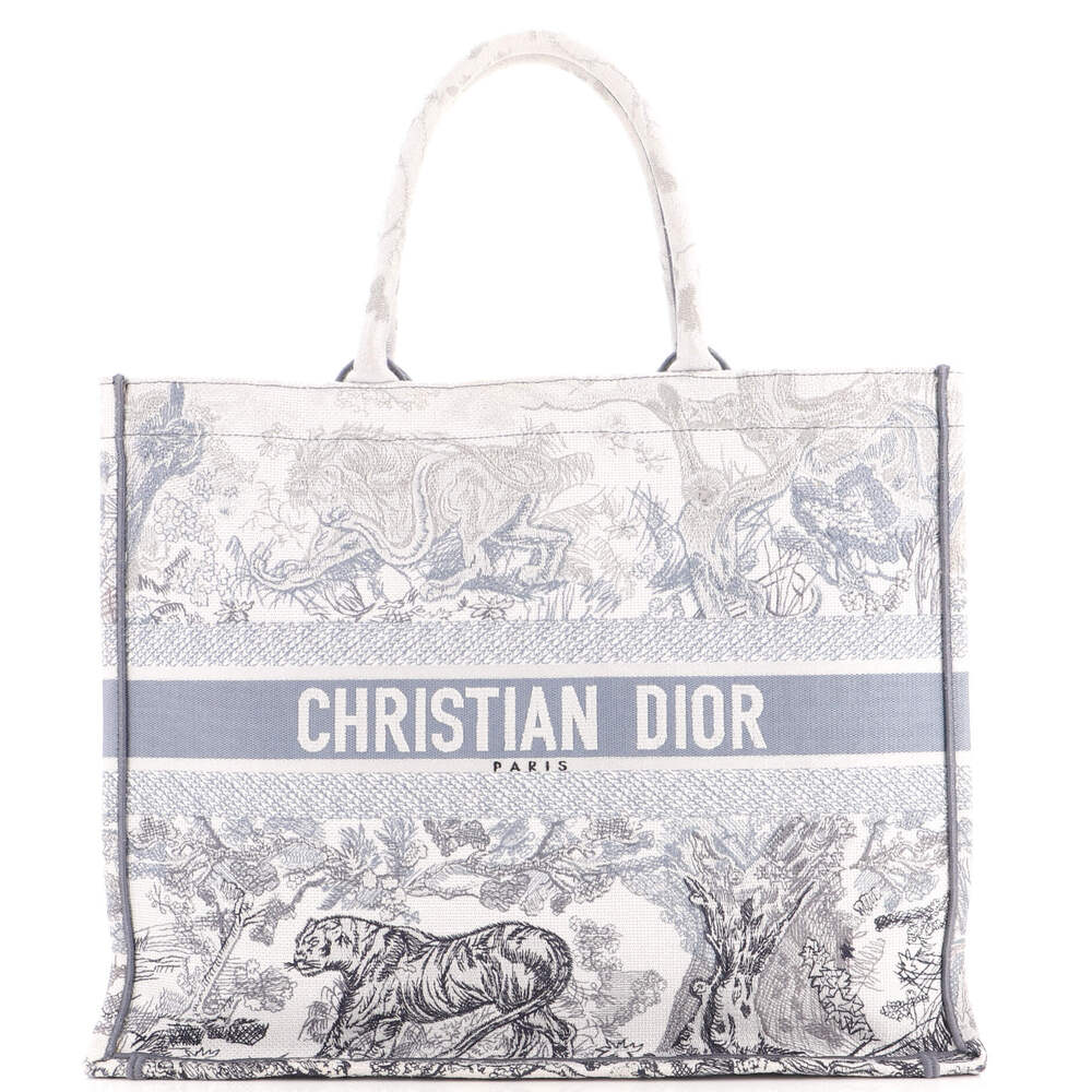 Christian Dior Large Book Tote Embroidered Canvas
